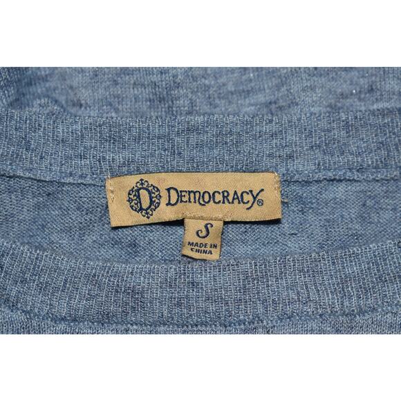 DEMOCRACY NEW‎ $58 3/4 Sleeve Scoop Neck Side Tie Knit Top Blue Fog Small - Picture 3 of 3